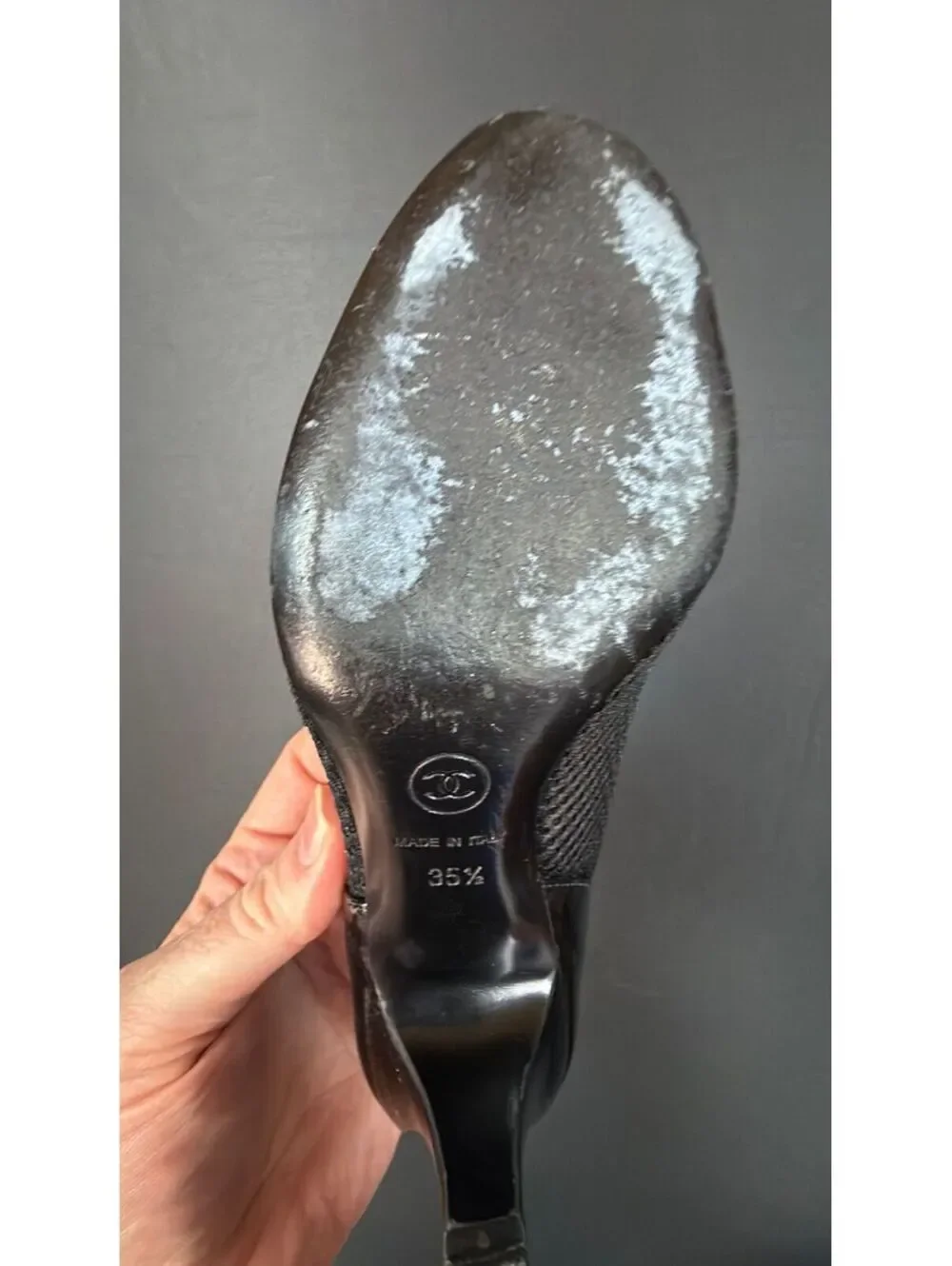 Chanel Black Mesh Side Heels Size 35.5